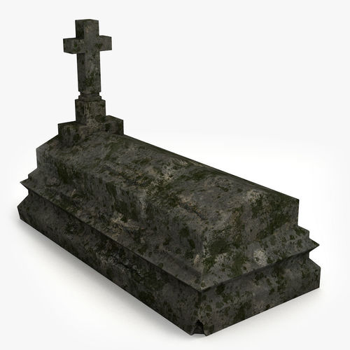 Lowpoly Tombstne gravestone with cross Low-poly 3D model