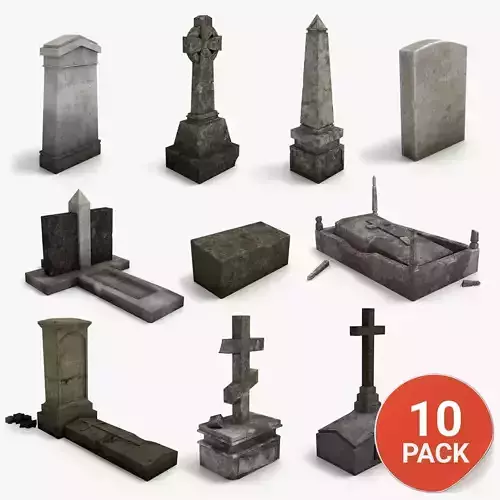 Lowpoly Gravestone 10 Pack vol1