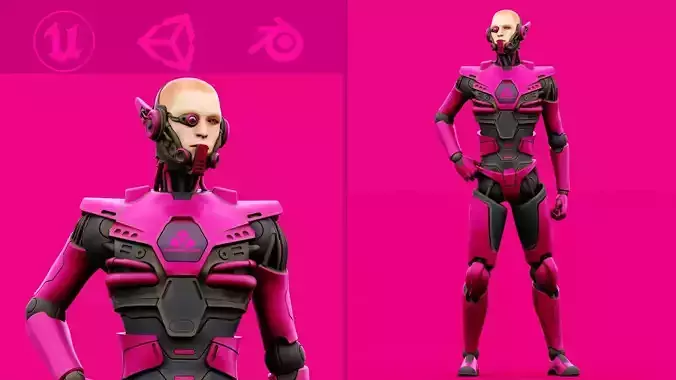 CYBORGTOPIA B-36  Rigged for Unreal Engine - Unity - MIXAMO