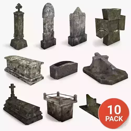 Lowpoly Gravestone 10 Pack vol2