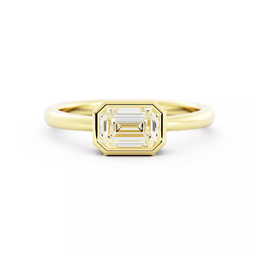 Emerald Cut East to West Engagement Ring 3DM 3D print model