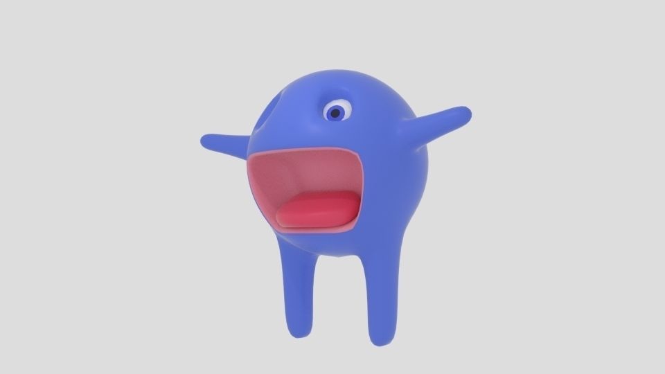 Spheremonster cartoon character Low-poly 3D model_3