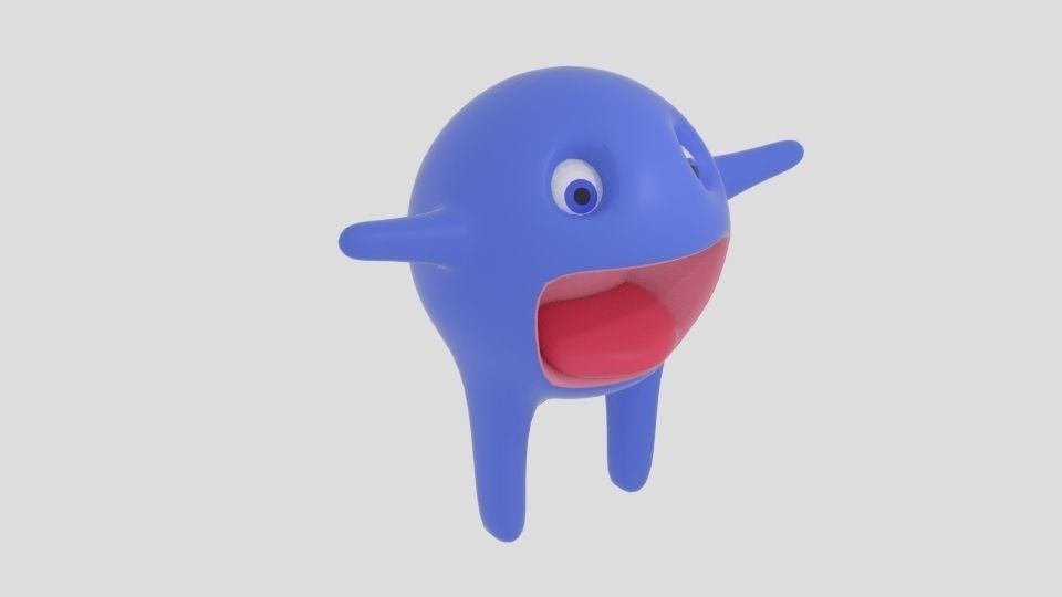 Spheremonster cartoon character Low-poly 3D model_1