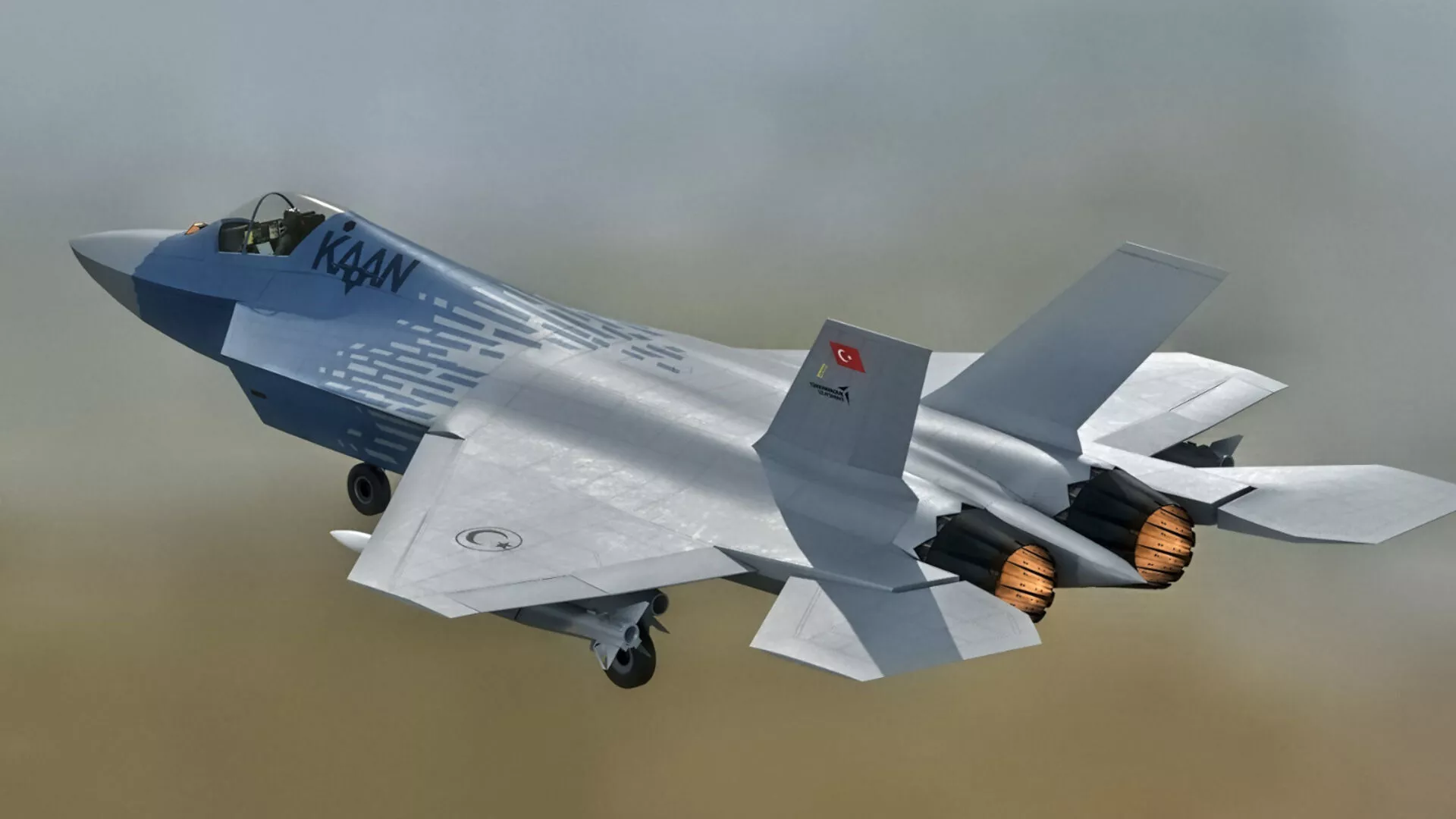 MMU Kaan P2 with Cocpit - Rigged-Changeble Texts-Decals Low-poly 3D model