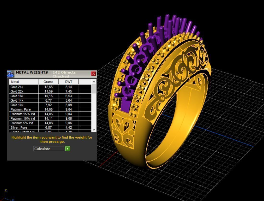 Ring gold and diamond 3D print model_5