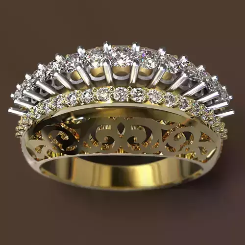 Ring gold and diamond 3D print model