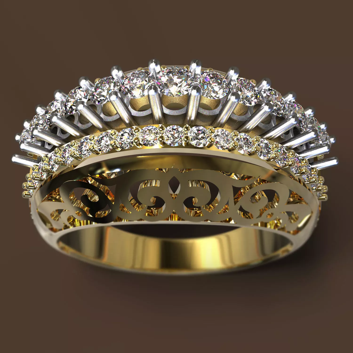 Ring gold and diamond 3D print model_0
