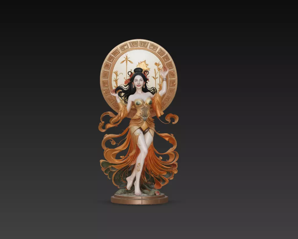 Golden Mythic Goddess Art Sculpture 3D Model 3D print model