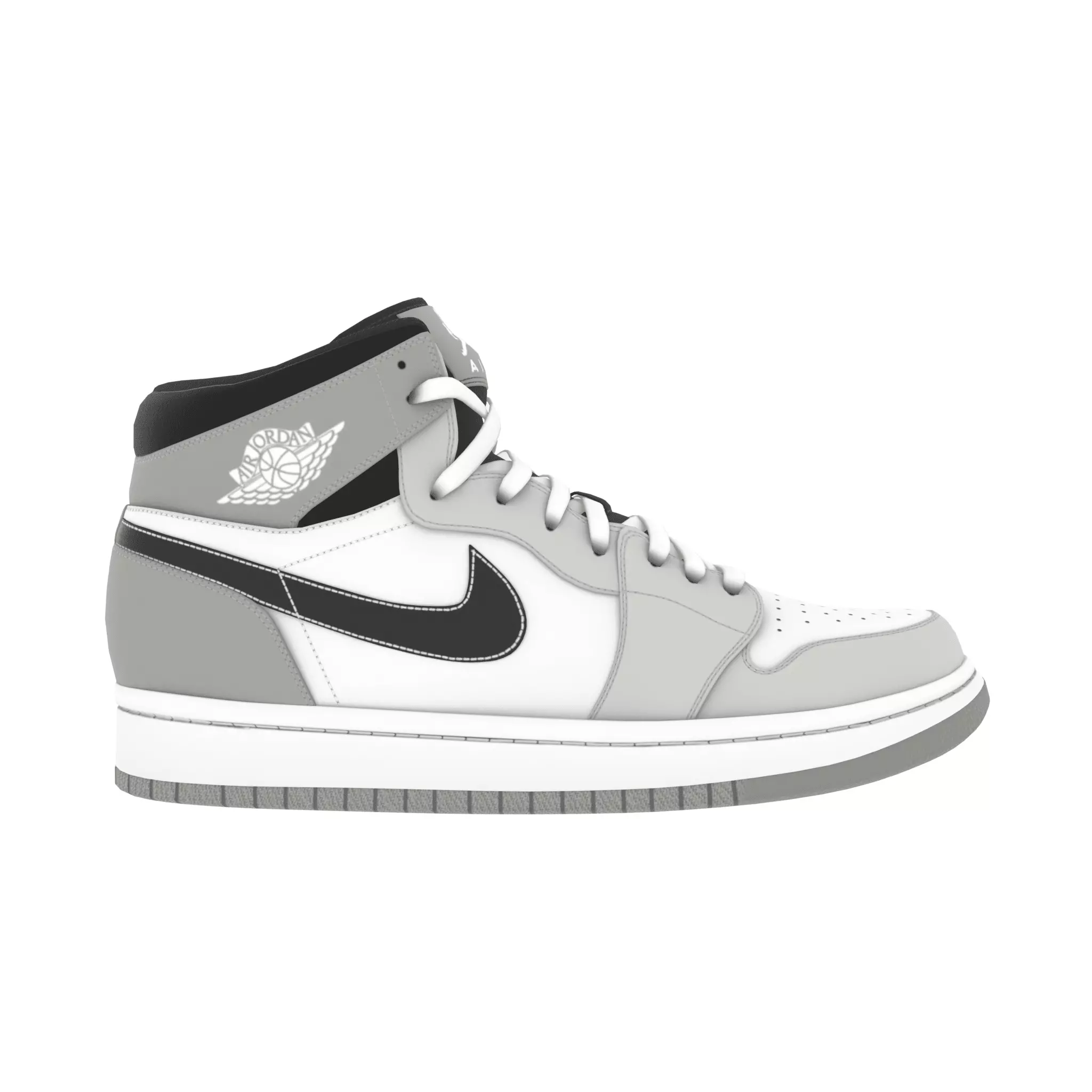Nike Air Jordan 1 Mid Grey White Anthracite CG Low-poly 3D model