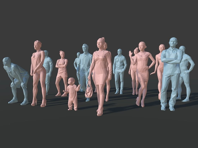 Lowpoly Stylized People Pack Low-poly 3D model