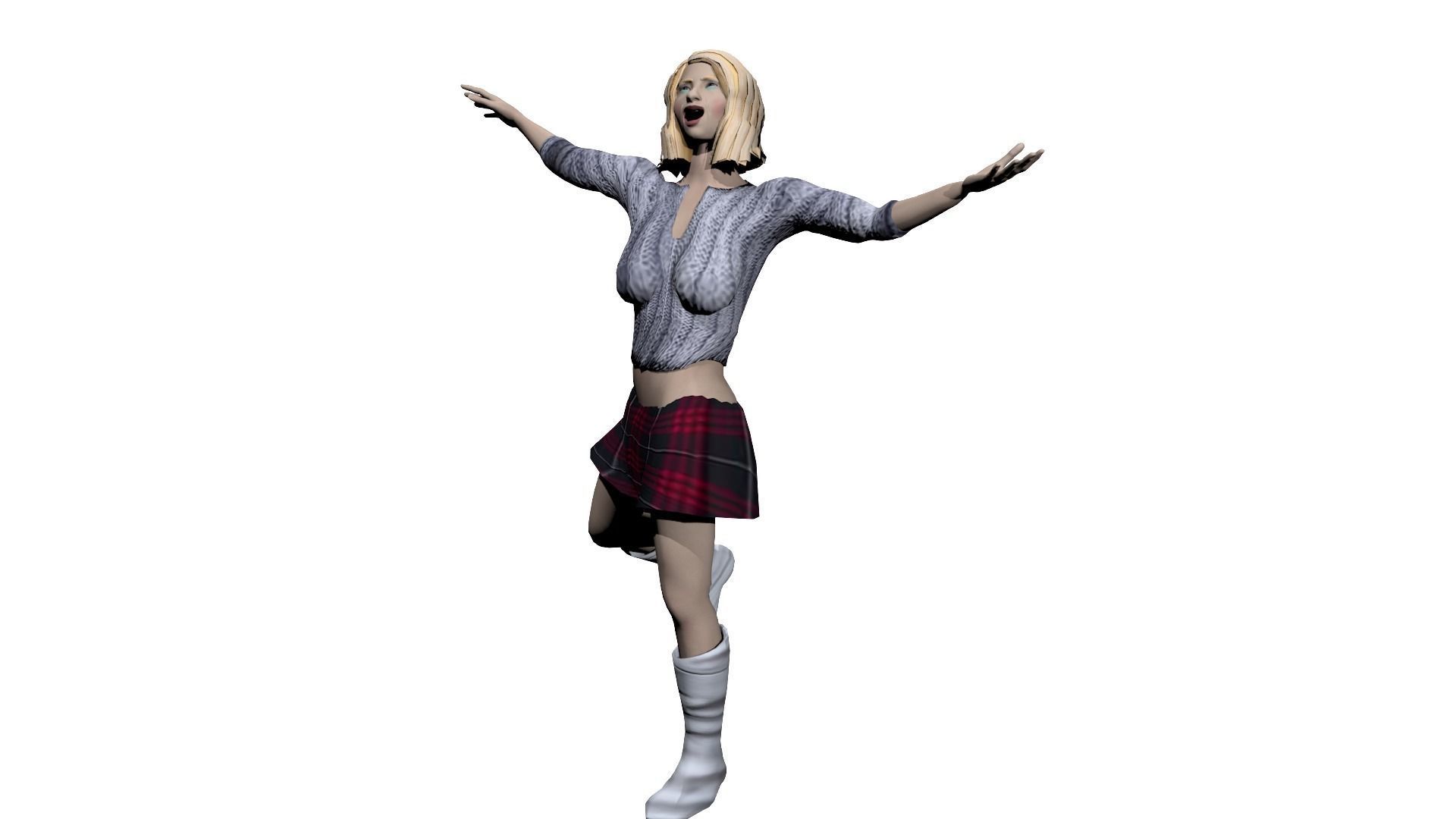 Russian Woman Low-poly 3D model_1