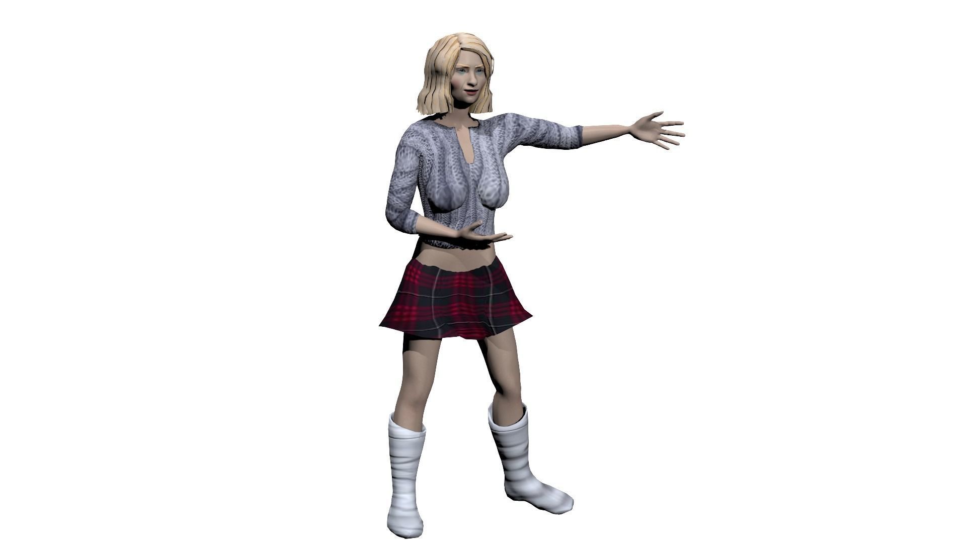 Russian Woman Low-poly 3D model_4