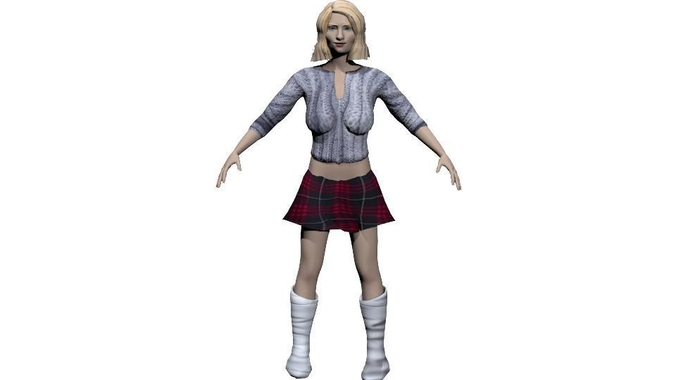 Russian Woman Low-poly 3D model