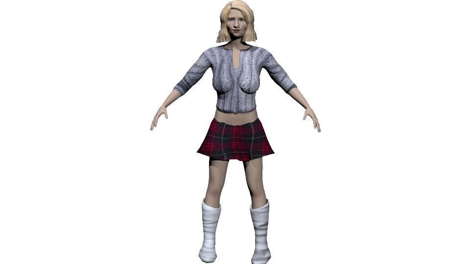 Russian Woman Low-poly 3D model_0