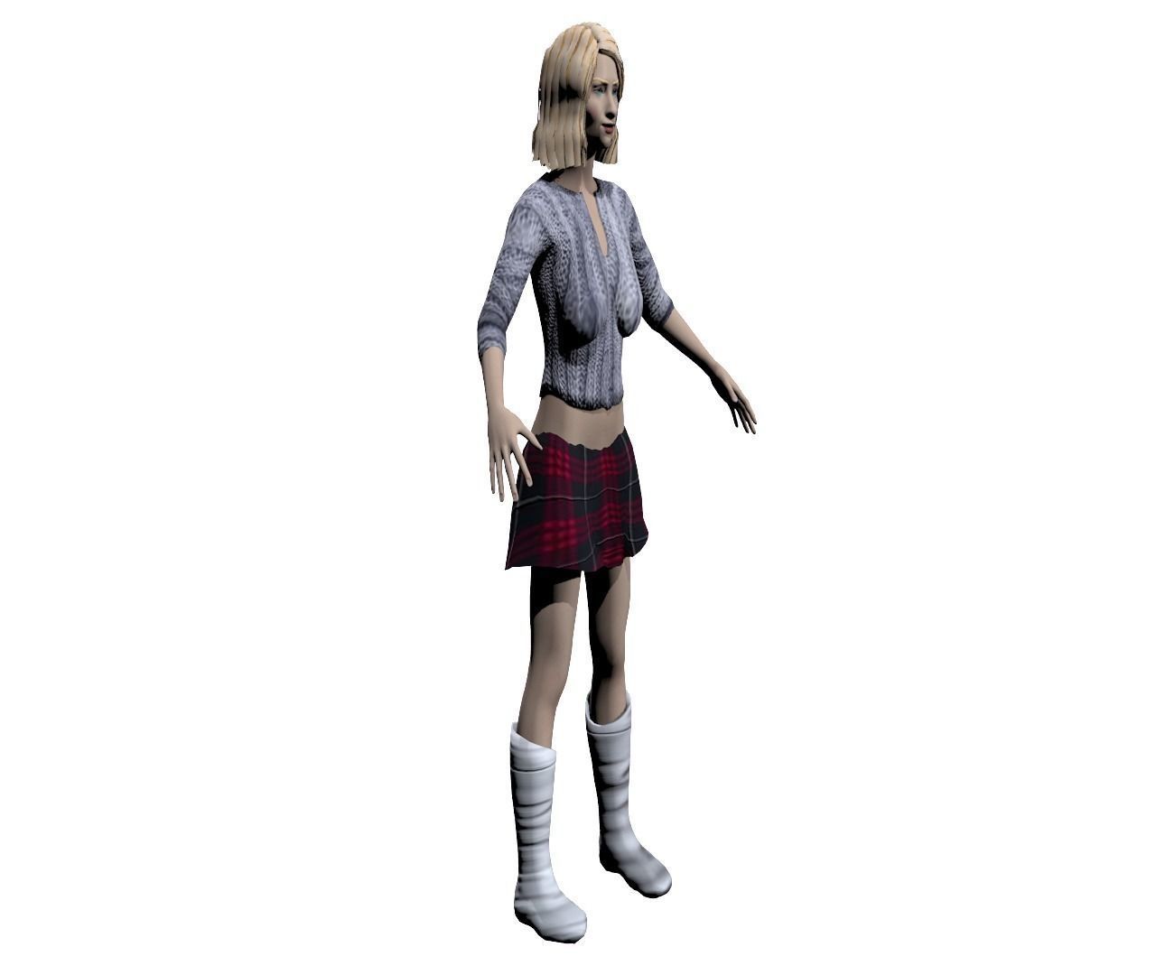 Russian Woman Low-poly 3D model_2