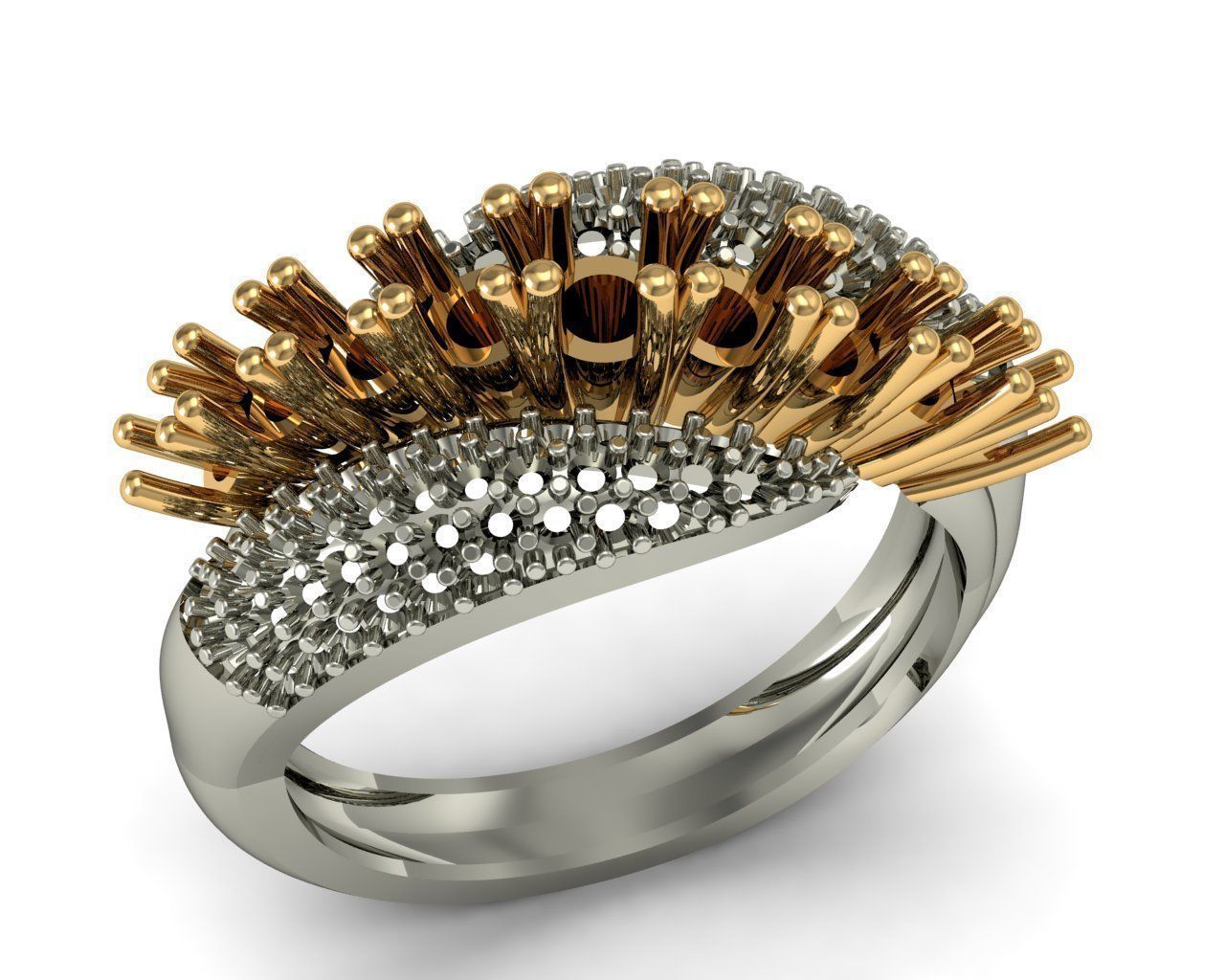 Ring aquamarine and diamond 3D print model_5