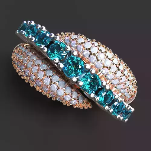 Ring aquamarine and diamond 3D print model