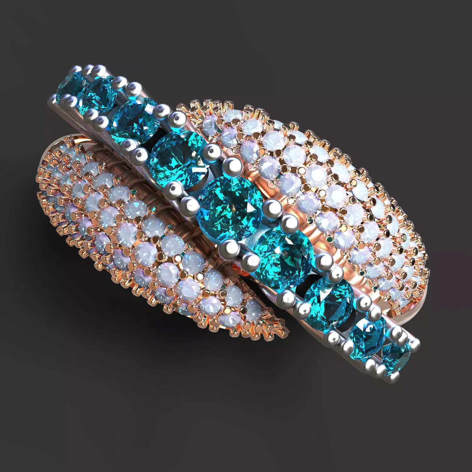 Ring aquamarine and diamond 3D print model_0