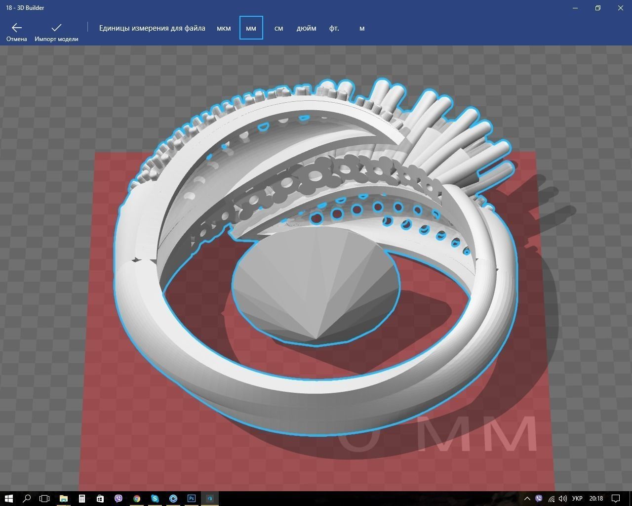 Ring aquamarine and diamond 3D print model_2