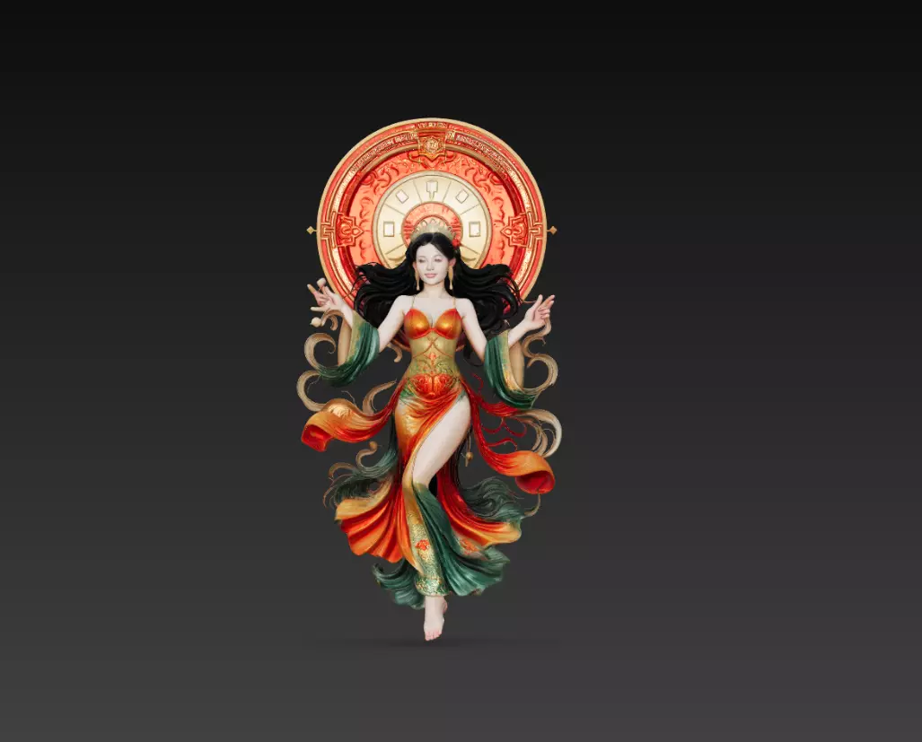 Asian Fantasy Goddess Decorative Sculpture 3D Model 3D print model