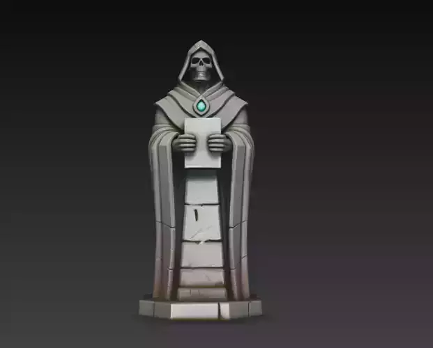Dark Necromancer Priest Statue Sculpture 3D Model