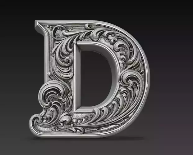 Ornamental Letter D Decorative 3D Model