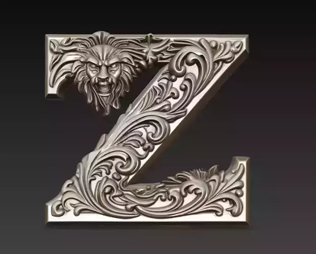 Ornamental Letter Z Lion Decorative 3D Model