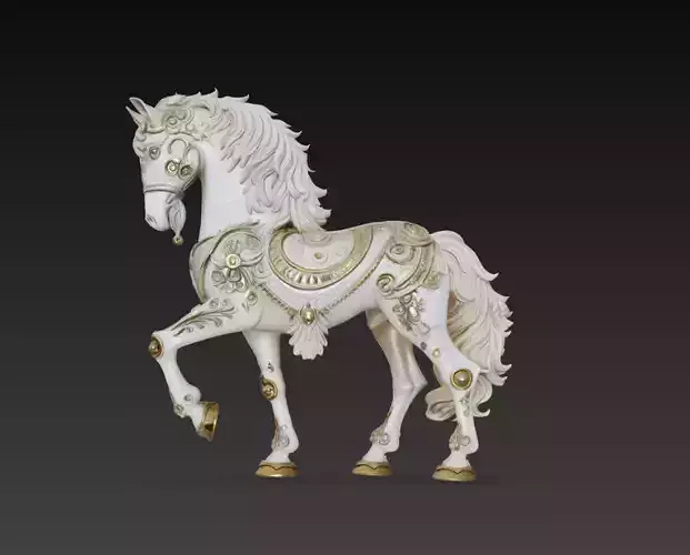 Ornate Decorative Horse Sculpture 3D Model