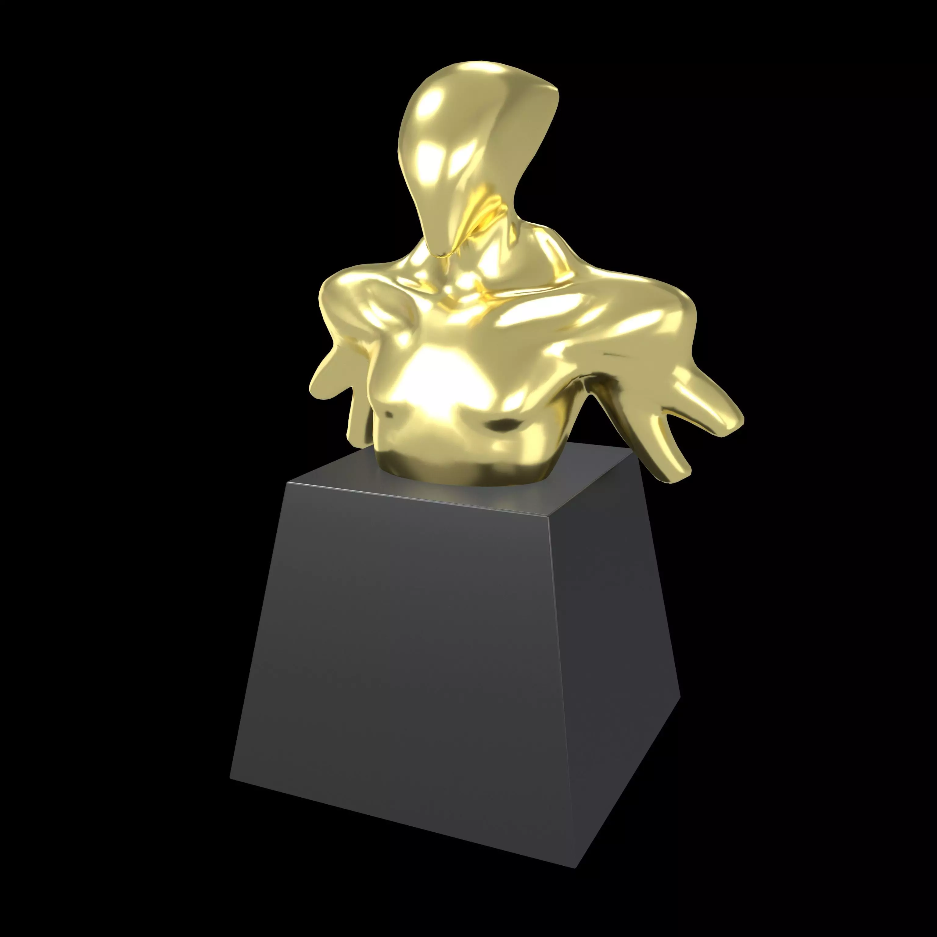 Alien Monster Bust Sculpture V1 001 Low-poly 3D model
