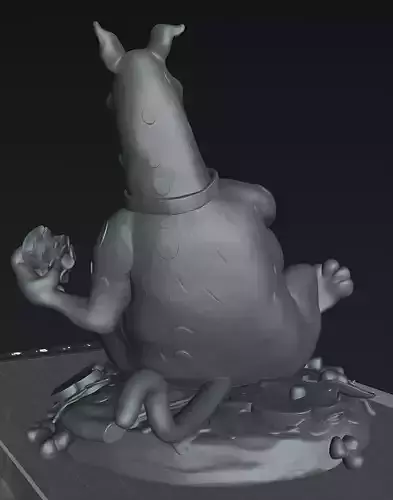 Hungry Cartoon Dog Chubby Fan Art STL Miniature 3D print model 5