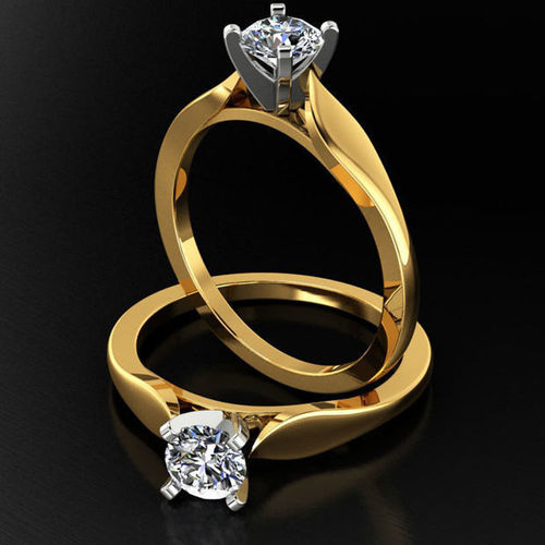 Cathedral Solitaire Engagement Ring with 4-prong  setting 3D print model