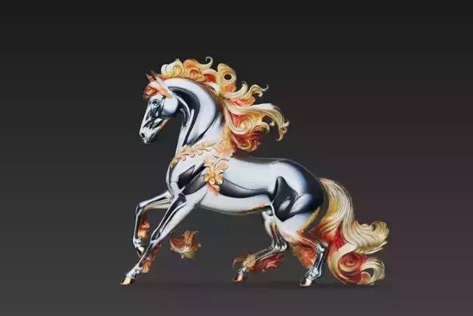 Decorative Unicorn Horse Sculpture 3D Model