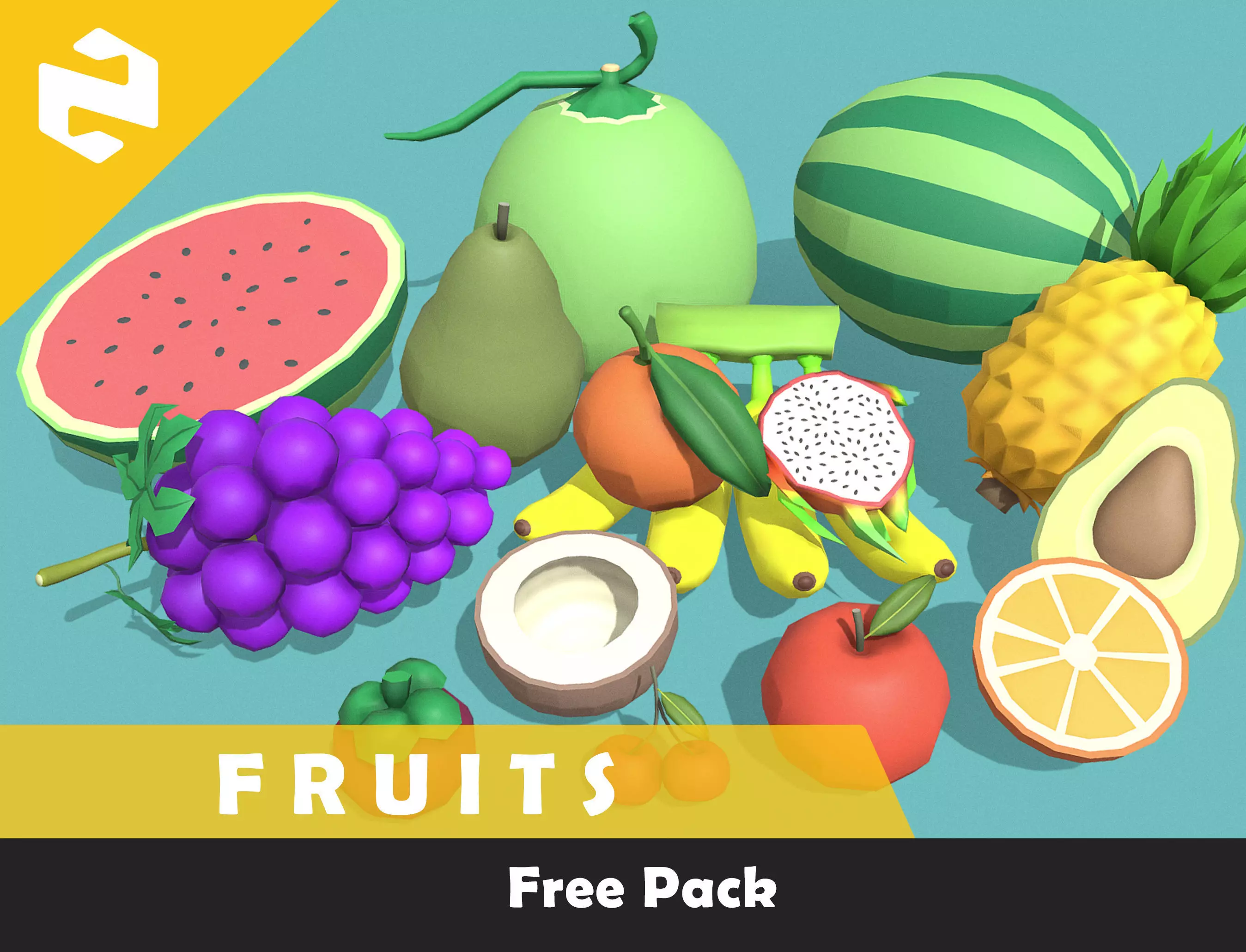 Free Pack - Fruits Free low-poly 3D model