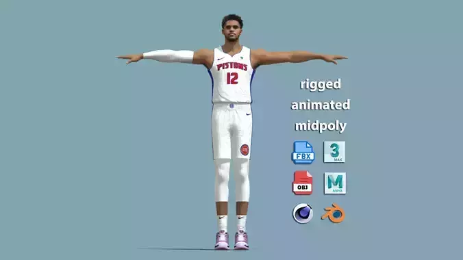 T-Pose Rigged Tobias Harris Detroit Pistons