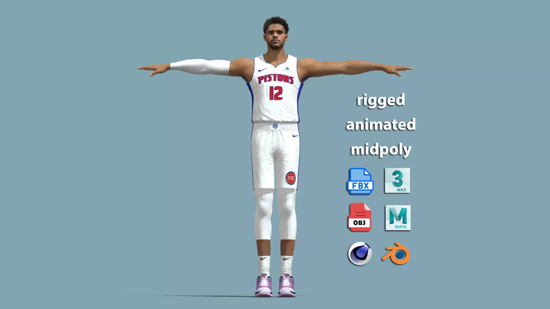 T-Pose Rigged Tobias Harris Detroit Pistons 3D model