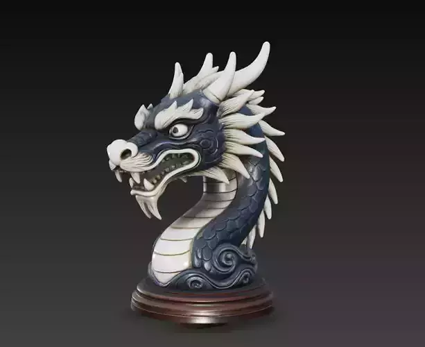 Stylized Dragon Head Sculpture 3D Model