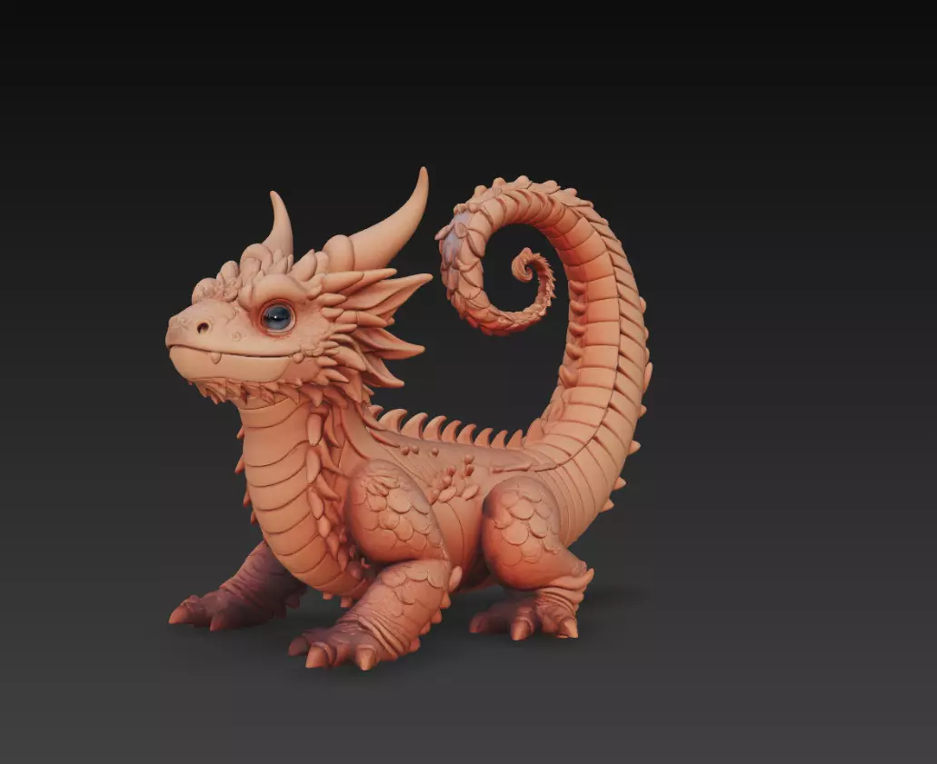 Cute Baby Dragon Stylized Fantasy Creature 3D Model 3D print model