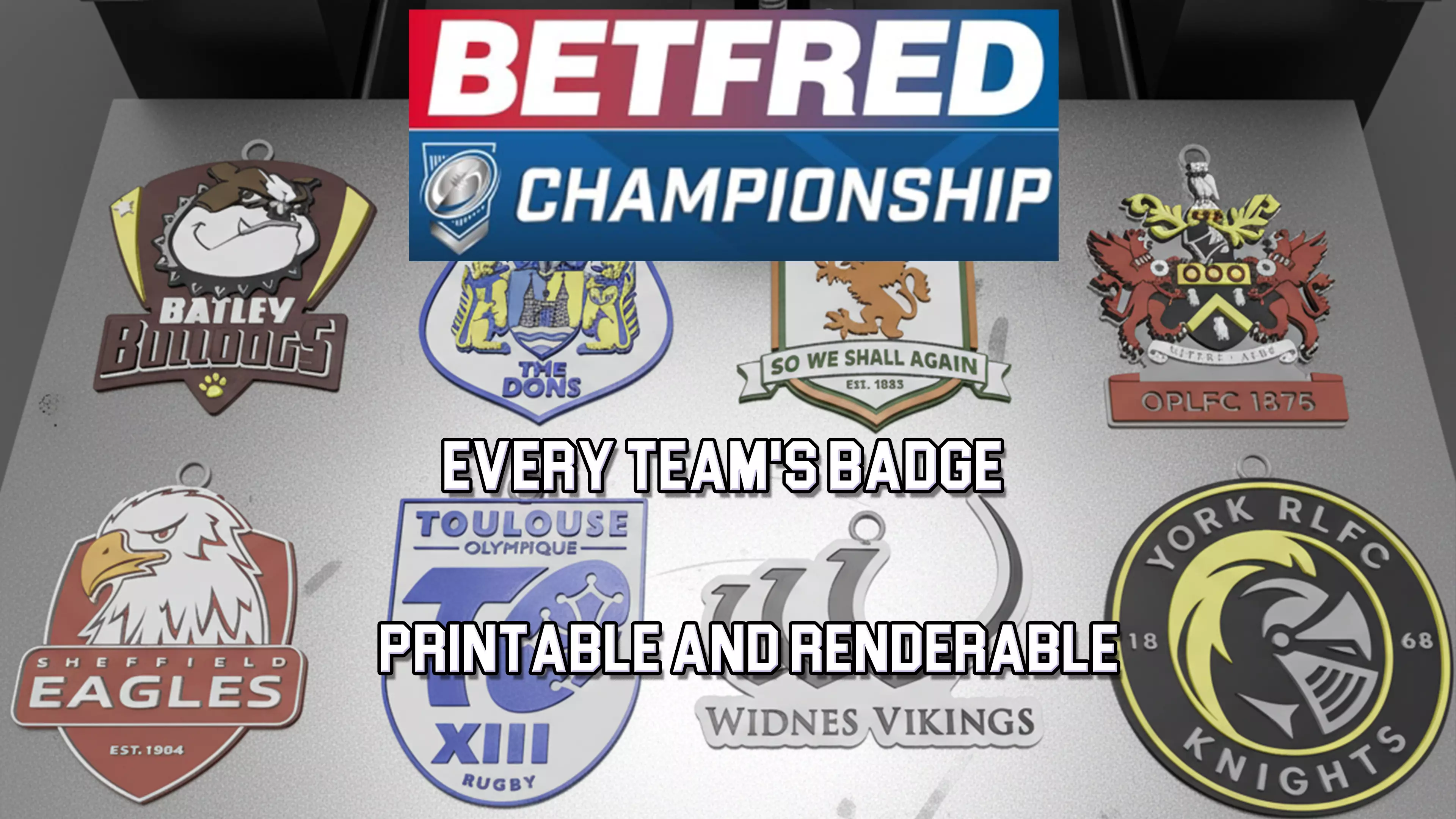 Betfred Championship every badges keychain printable renderable 3D print model