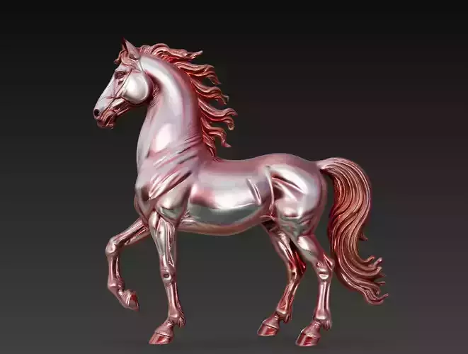 Metallic Horse Sculpture 3D Model