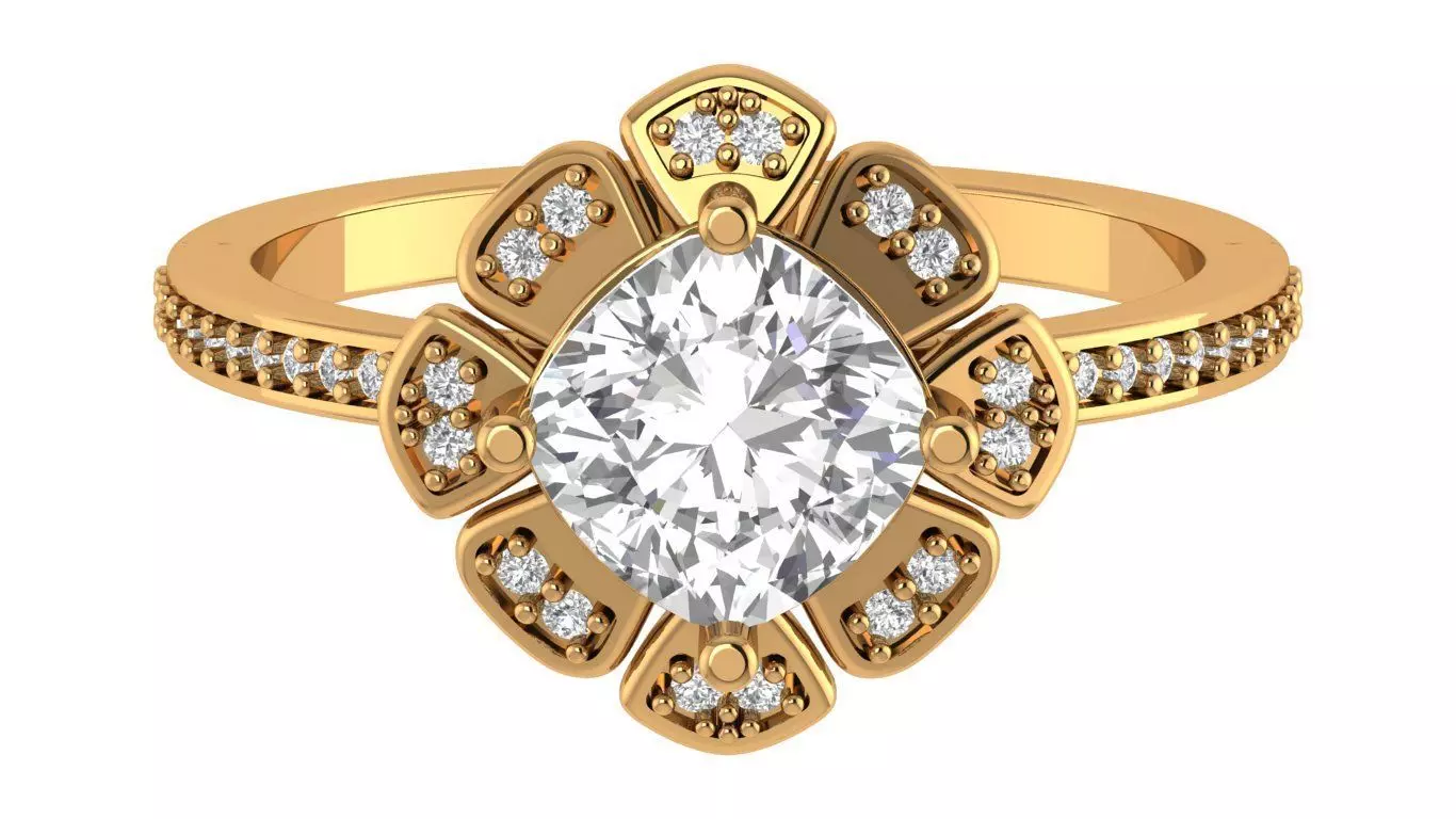 Cushion Flower Ring 3D print model