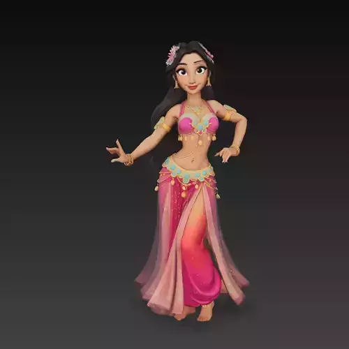 Stylized Oriental Princess Dancer Female 3D Model