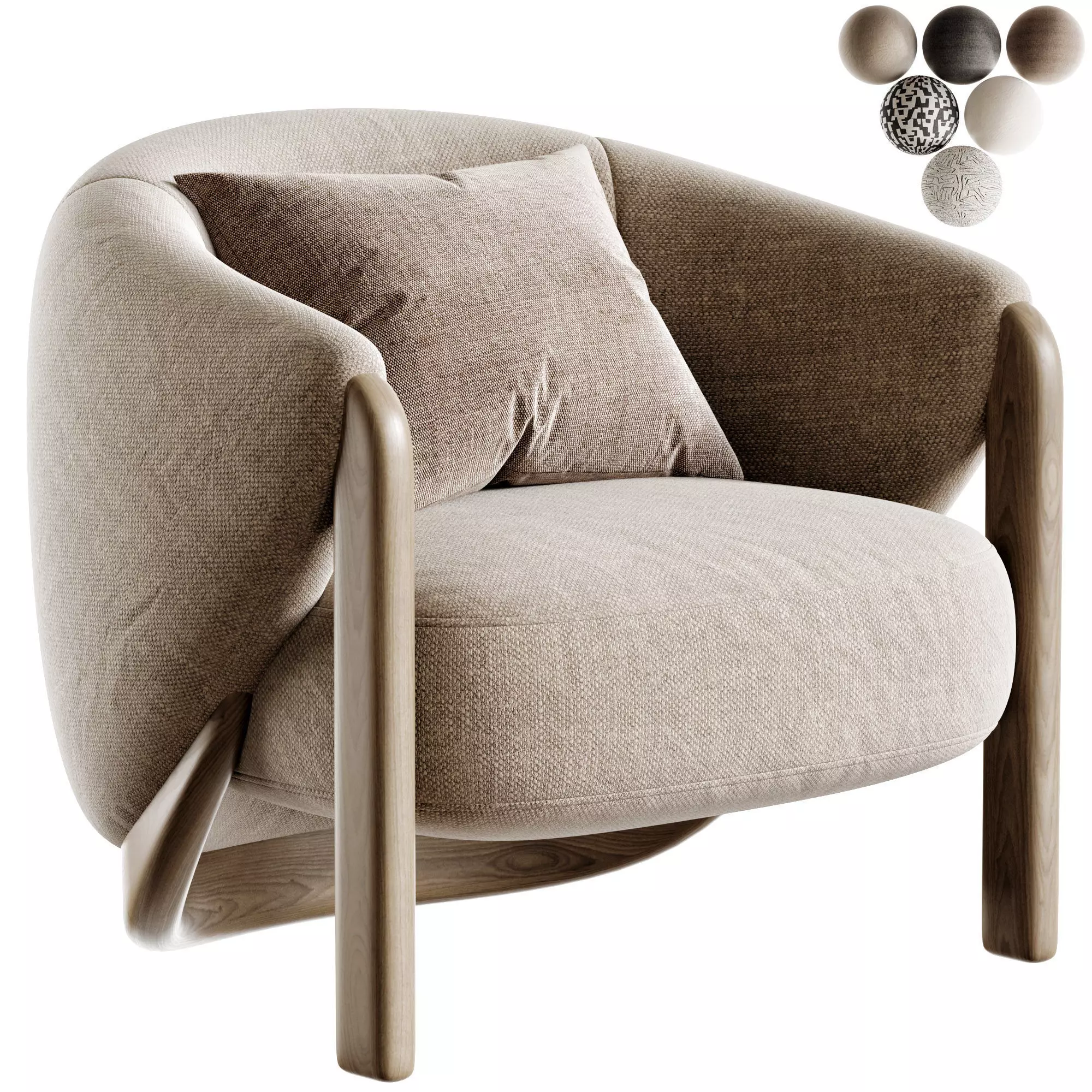 Hiro Accent Chair Low-poly 3D model