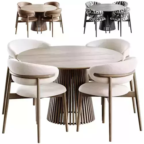 Ferrara Chair And Volan Wood Low-poly 3D model 7
