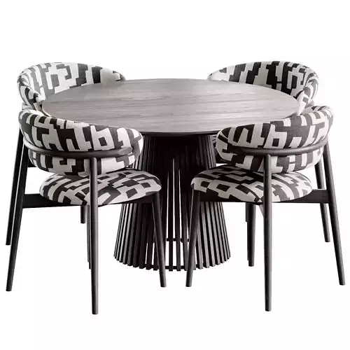 Ferrara Chair And Volan Wood Low-poly 3D model 4
