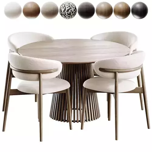 Ferrara Chair And Volan Wood Low-poly 3D model 2