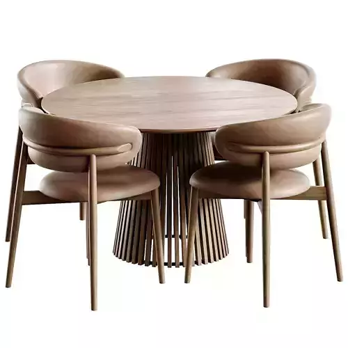 Ferrara Chair And Volan Wood Low-poly 3D model 5