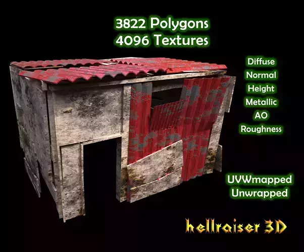 Shanty House - PBR - Textured Exterior and Interior