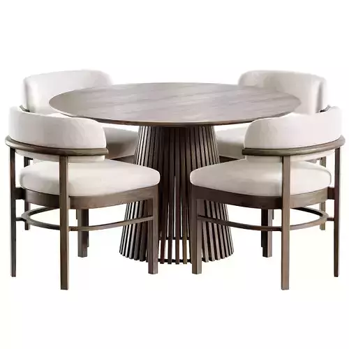 Contempo Chair and Volan Wood Low-poly 3D model 3