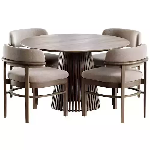 Contempo Chair and Volan Wood Low-poly 3D model 2
