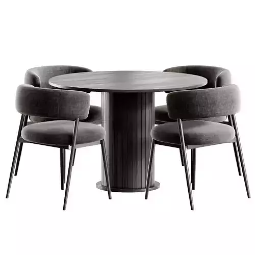 Folsom Chair Jvon Table Low-poly 3D model 3
